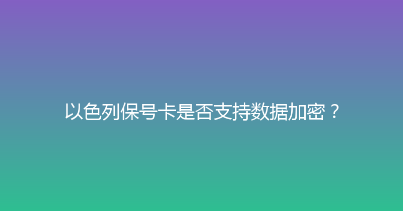 以色列保号卡是否支持数据加密？ 