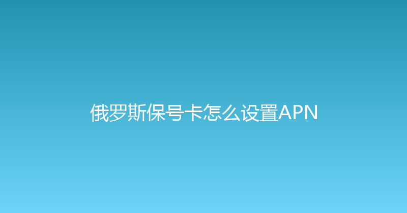 俄罗斯保号卡怎么设置APN 