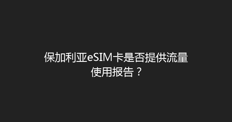 保加利亚eSIM卡是否提供流量使用报告？ 