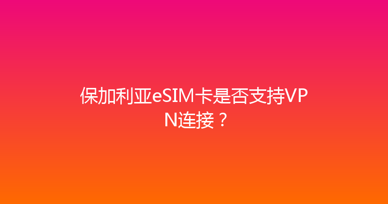 保加利亚eSIM卡是否支持VPN连接？ 