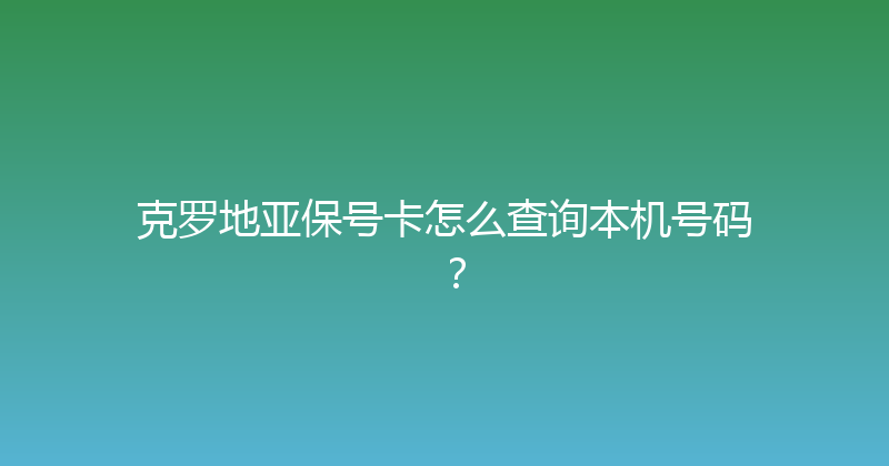 克罗地亚保号卡怎么查询本机号码？ 
