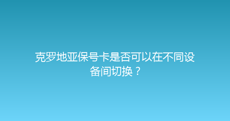 克罗地亚保号卡是否可以在不同设备间切换？ 