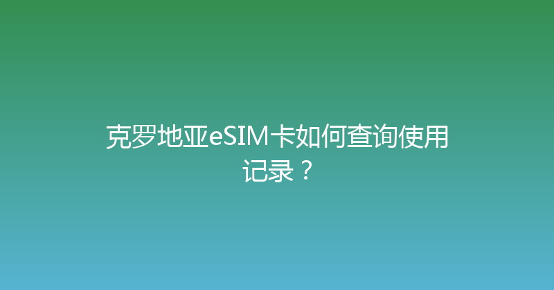 克罗地亚eSIM卡如何查询使用记录？ 