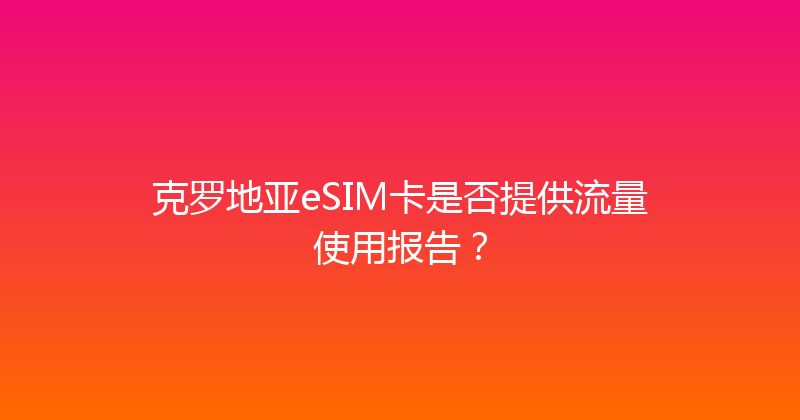 克罗地亚eSIM卡是否提供流量使用报告？ 