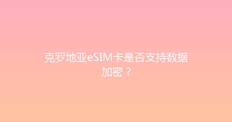 克罗地亚eSIM卡是否支持数据加密？ 