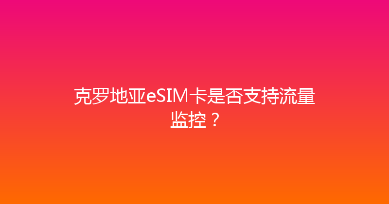 克罗地亚eSIM卡是否支持流量监控？ 