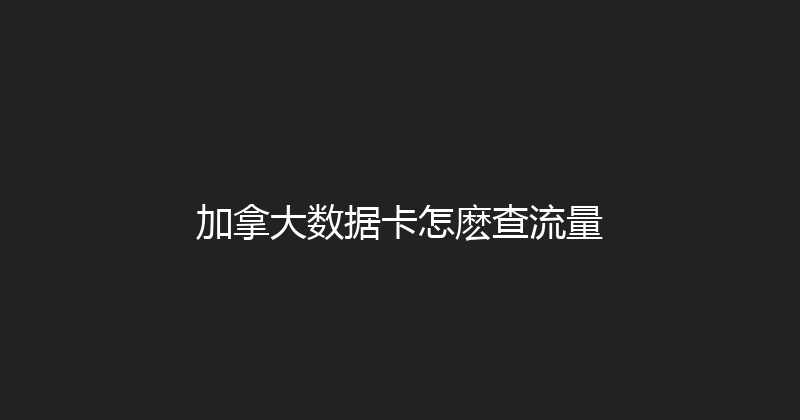 加拿大数据卡怎麽查流量 