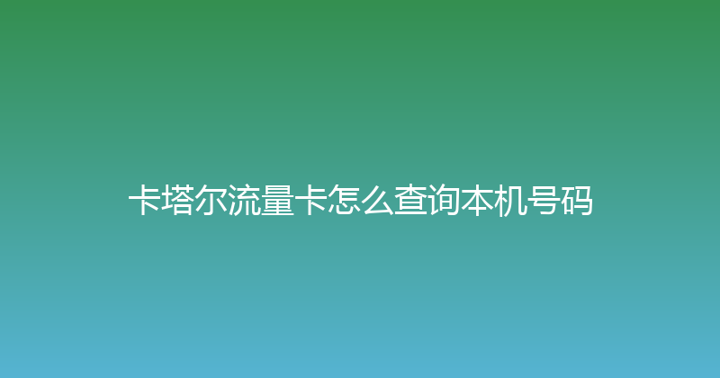 卡塔尔流量卡怎么查询本机号码 
