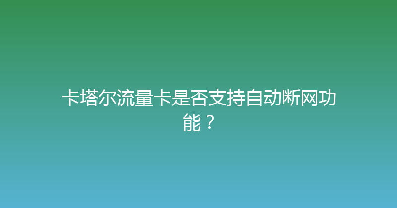 卡塔尔流量卡是否支持自动断网功能？ 