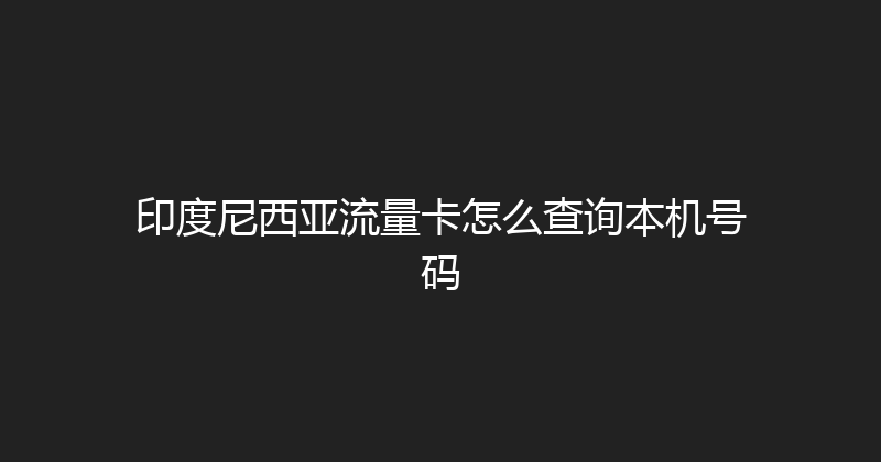 印度尼西亚流量卡怎么查询本机号码 