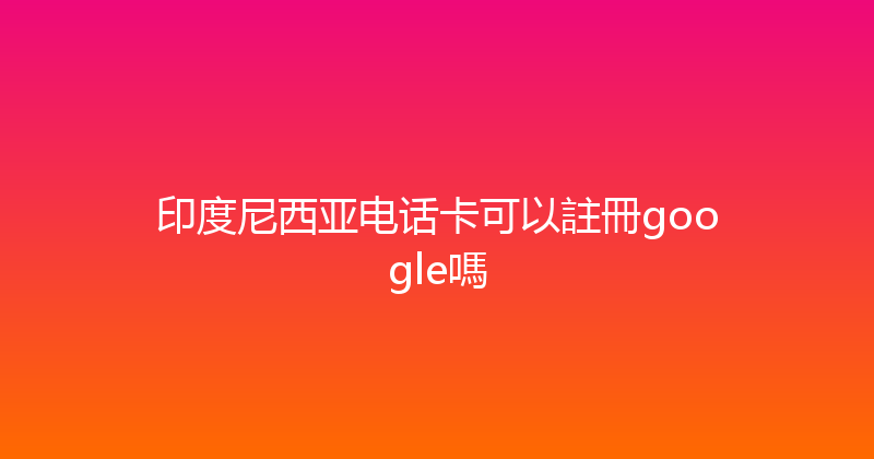 印度尼西亚电话卡可以註冊google嗎 