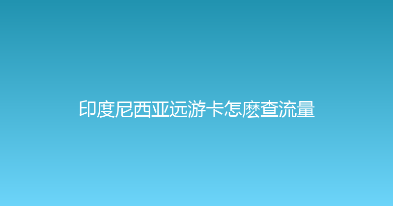 印度尼西亚远游卡怎麽查流量 
