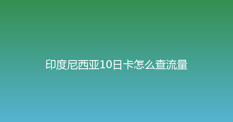 印度尼西亚10日卡怎么查流量 