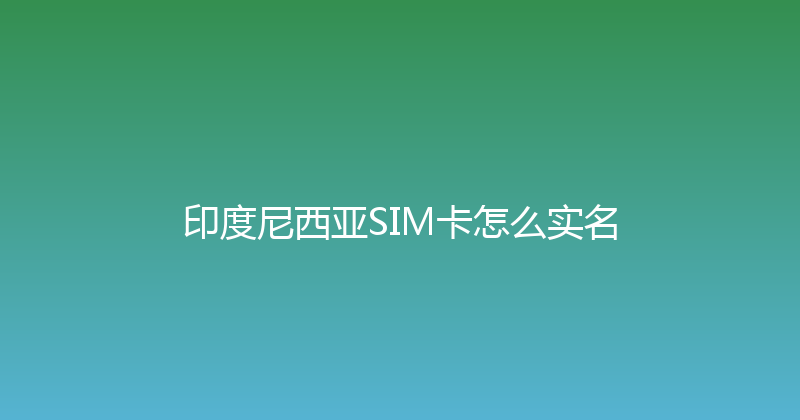 印度尼西亚SIM卡怎么实名 
