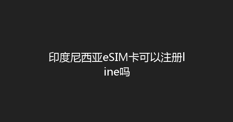 印度尼西亚eSIM卡可以注册line吗 