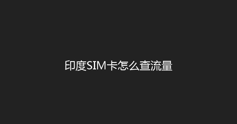 印度SIM卡怎么查流量 