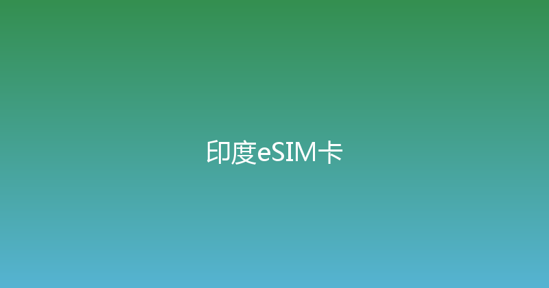 印度eSIM卡 