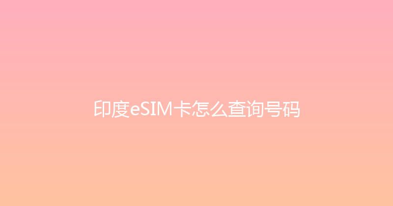 印度eSIM卡怎么查询号码 