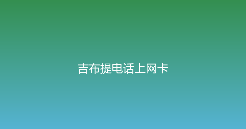 吉布提电话上网卡 