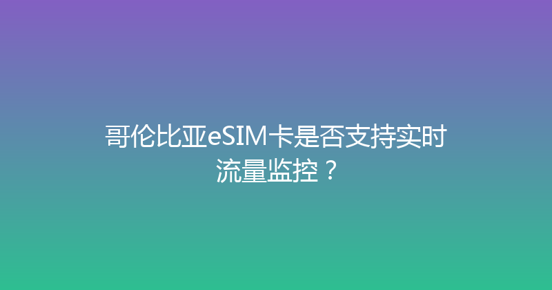哥伦比亚eSIM卡是否支持实时流量监控？ 