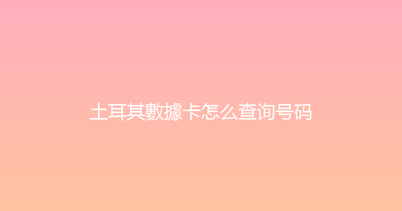 土耳其數據卡怎么查询号码 