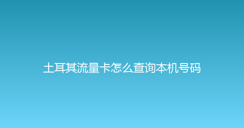 土耳其流量卡怎么查询本机号码 