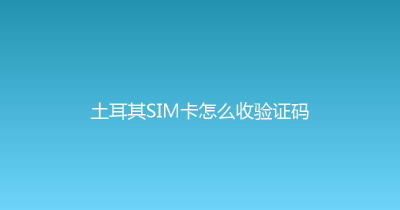 土耳其SIM卡怎么收验证码 