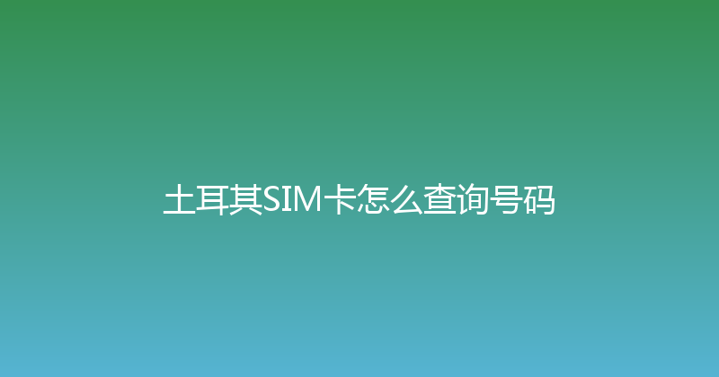 土耳其SIM卡怎么查询号码 