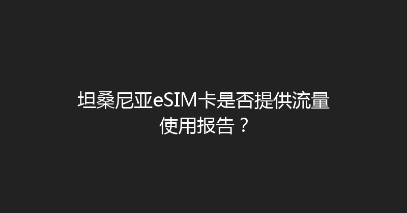 坦桑尼亚eSIM卡是否提供流量使用报告？ 