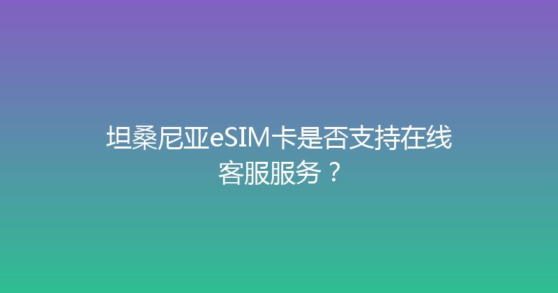 坦桑尼亚eSIM卡是否支持在线客服服务？ 