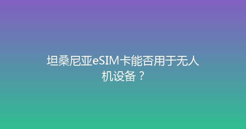 坦桑尼亚eSIM卡能否用于无人机设备？ 