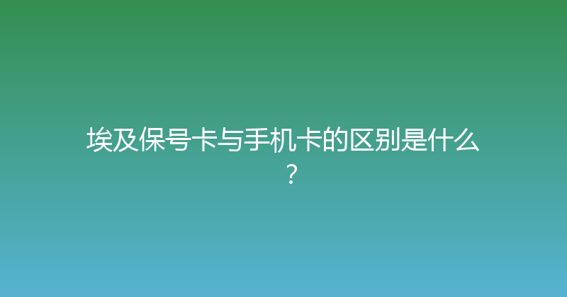 埃及保号卡与手机卡的区别是什么？ 