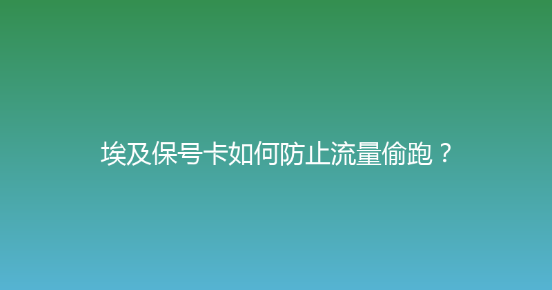 埃及保号卡如何防止流量偷跑？ 