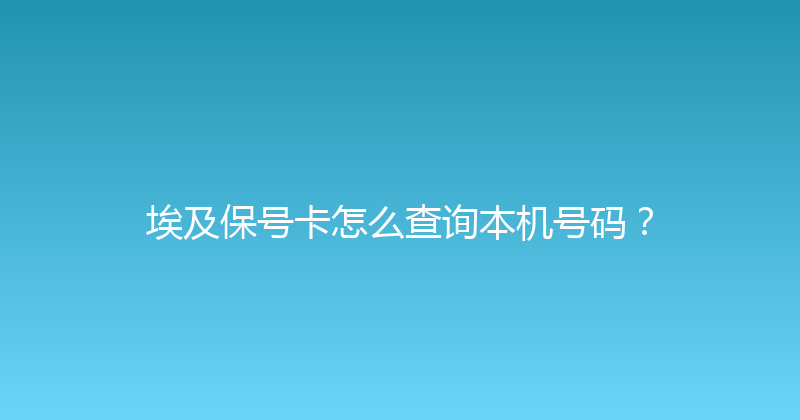 埃及保号卡怎么查询本机号码？ 