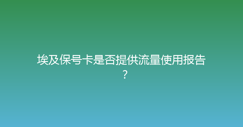 埃及保号卡是否提供流量使用报告？ 