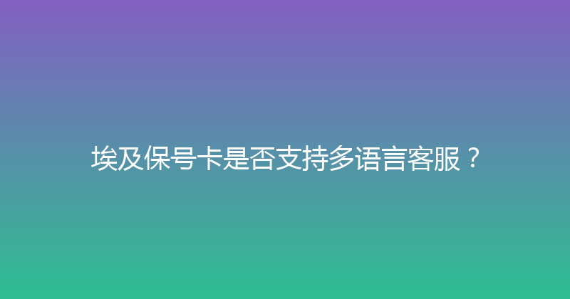 埃及保号卡是否支持多语言客服？ 