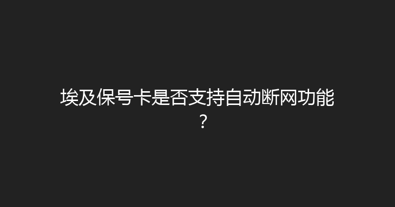埃及保号卡是否支持自动断网功能？ 