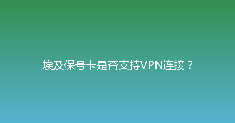 埃及保号卡是否支持VPN连接？ 