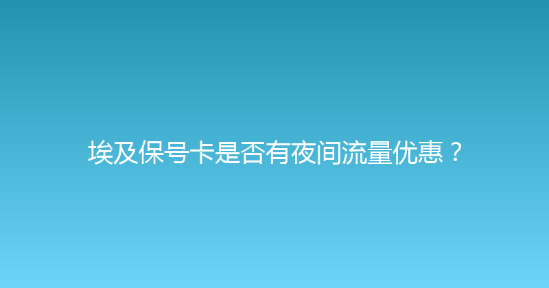 埃及保号卡是否有夜间流量优惠？ 