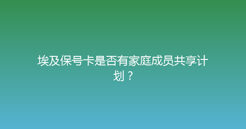 埃及保号卡是否有家庭成员共享计划？ 
