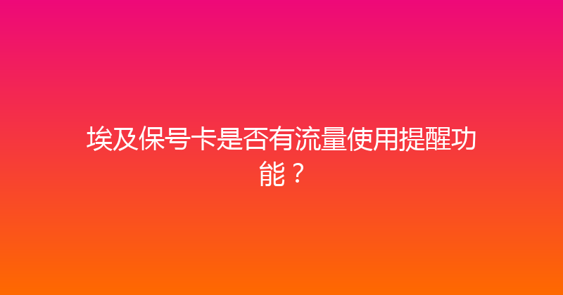 埃及保号卡是否有流量使用提醒功能？ 