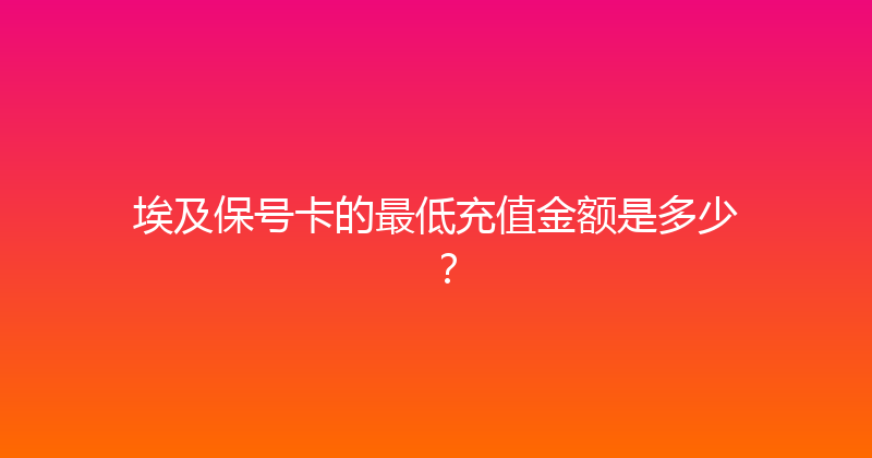 埃及保号卡的最低充值金额是多少？ 