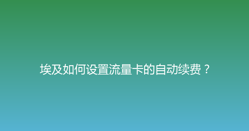 埃及如何设置流量卡的自动续费？ 