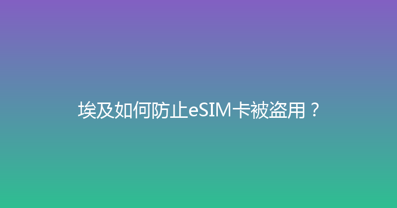 埃及如何防止eSIM卡被盗用？ 
