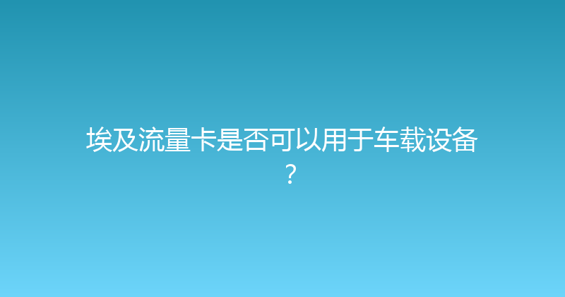 埃及流量卡是否可以用于车载设备？ 