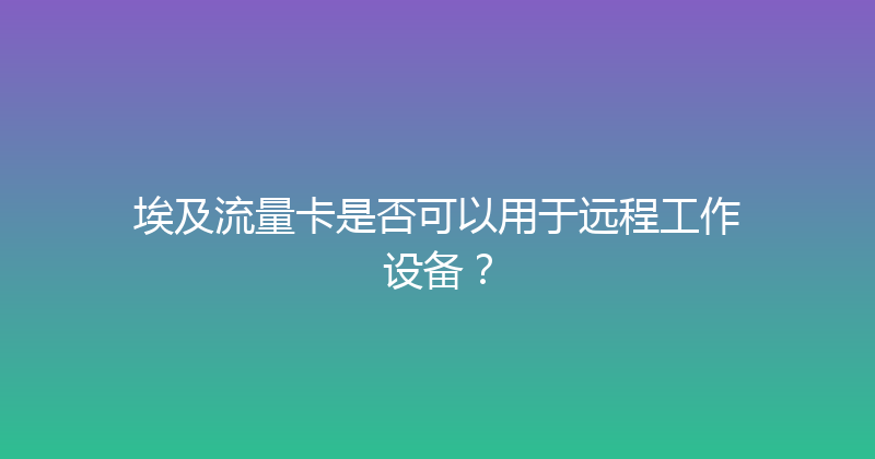 埃及流量卡是否可以用于远程工作设备？ 