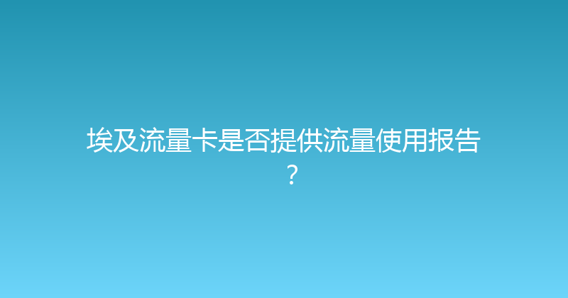 埃及流量卡是否提供流量使用报告？ 