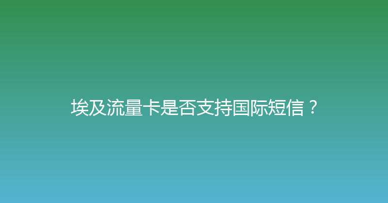 埃及流量卡是否支持国际短信？ 