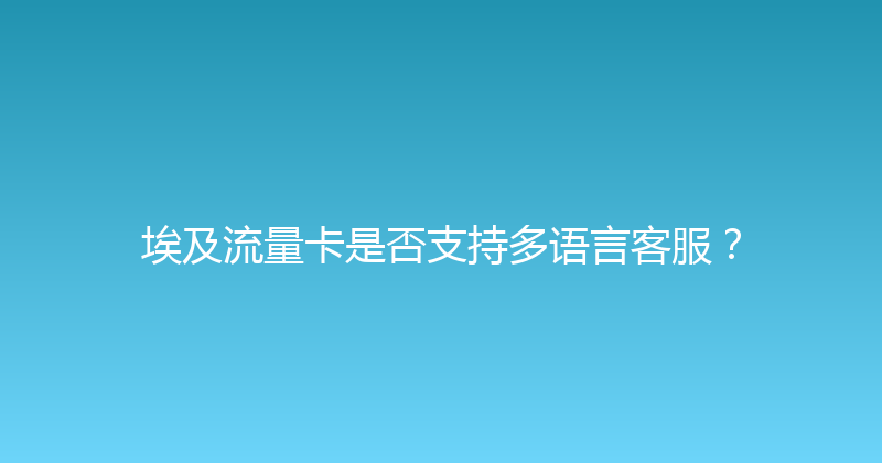 埃及流量卡是否支持多语言客服？ 