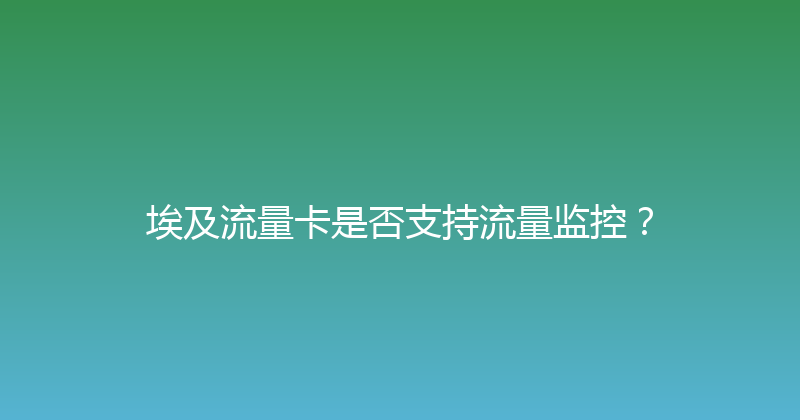 埃及流量卡是否支持流量监控？ 